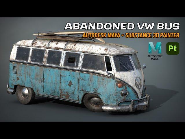 Abandoned VW Bus | Autodesk Maya + Substance 3D Painter