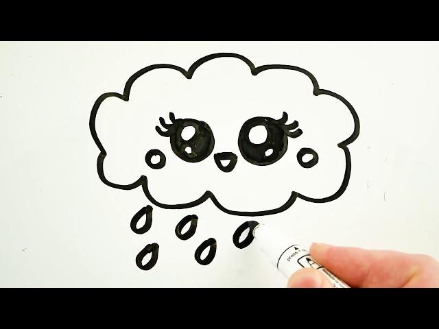 How to Draw Kawaii Cloud  Easy Drawing on a Whiteboard