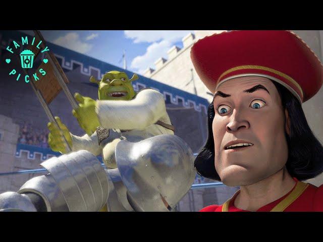 Shrek Arrives at Duloc and Beats Down Farquaads Men | Shrek