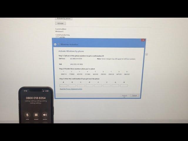 Activating Windows 8 over the phone