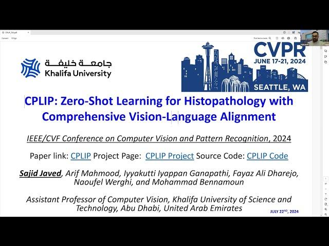 CPLIP - Zero-Shot Learning for Histopathology: Sajid Javed, 23/07/24