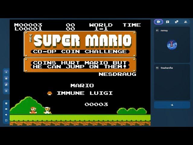 Super Mario Co-op Coin Challenge (NES) 2-Player Online Co-op via Jam.gg