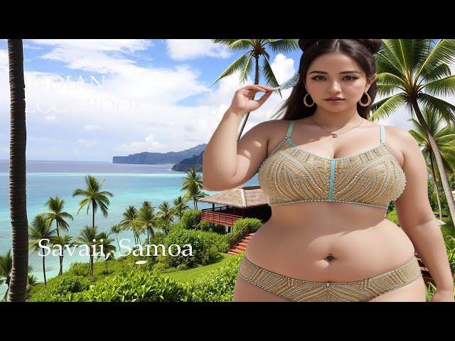 [4K] AI Art Indian Lookbook on Savaii, Samoa beach