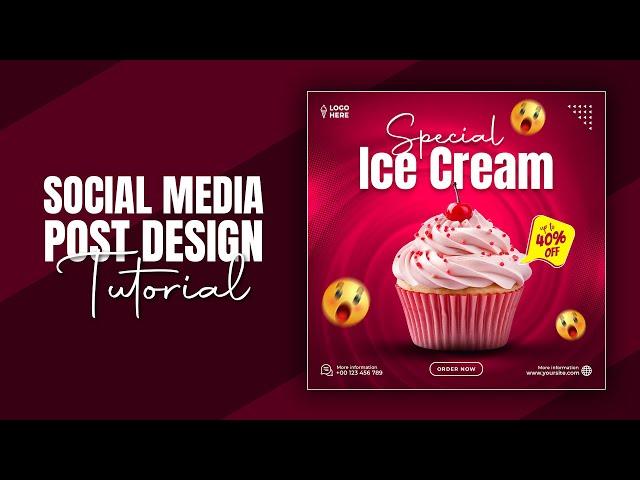 Ice Cream Social Media Poster Design for Freepik  | Graphic design