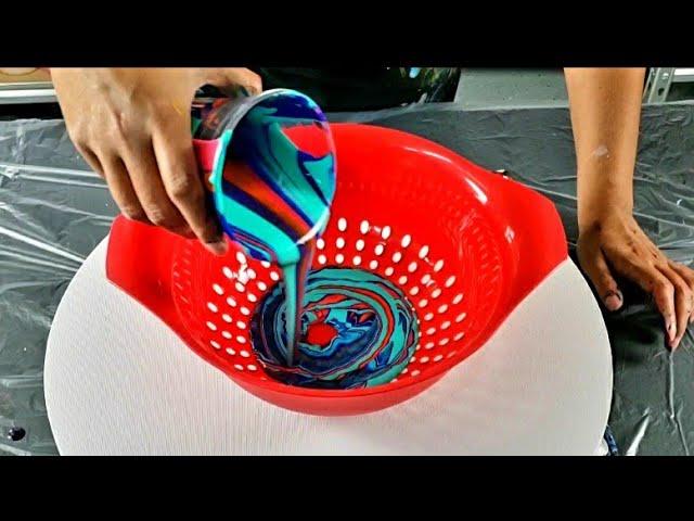 WOW ~ MUST SEE ~ Kaleidoscope Colander Pour ~  Fluid Pour Painting / Acrylic Pouring ~ Creative Art