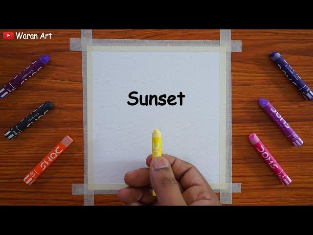 How to Draw Sunset Scenery Easy / Beach Sunset  Scenery Drawing for Beginners