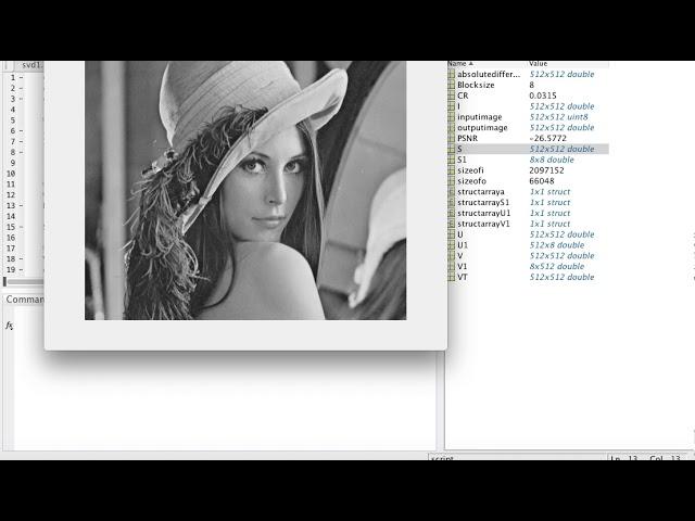 Image compression using SVD(greyscale image) using MATLAB