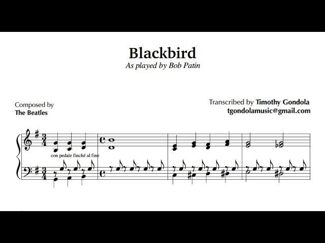 Blackbird| Beatles Cover- Piano Transcription