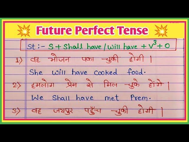 Future Perfect Tense | Use of Shall have & Will have | Translate into English | English Spoken