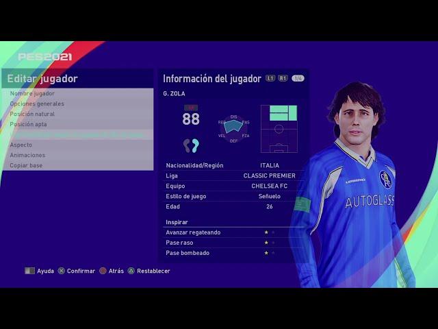 Gianfranco Zola - PES Clasico (Face, Body& Stats)