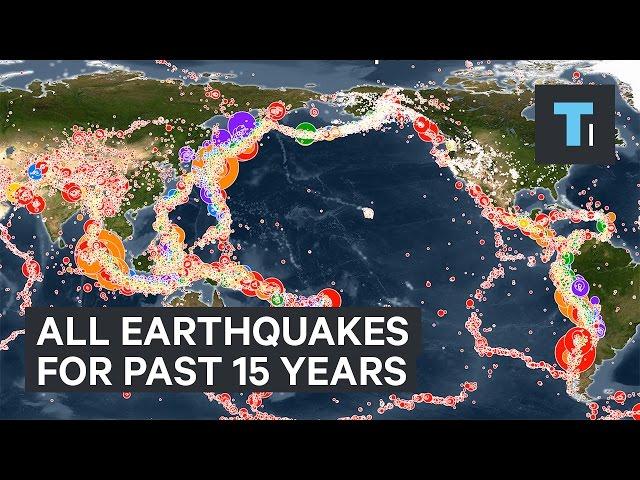 Animated map: all earthquakes of the past 15 years