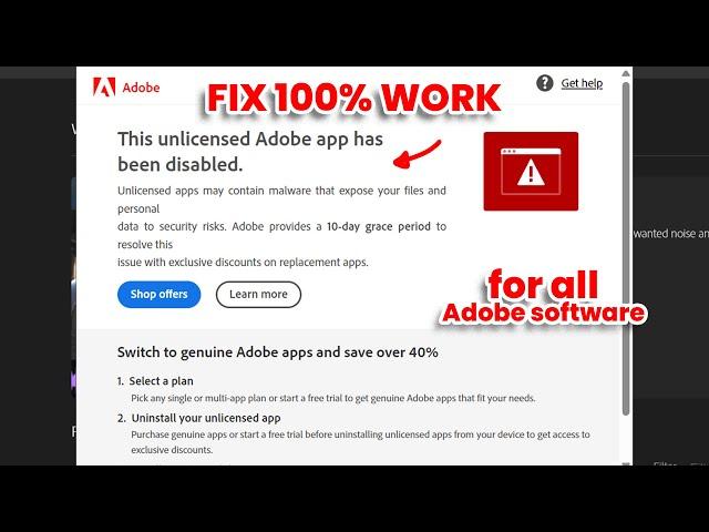 How to fix | This unlicensed Adobe app will be disabled Soon | for all Adobe software