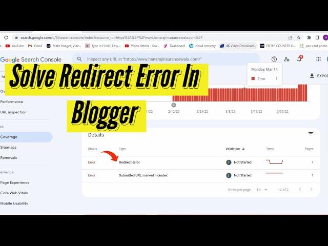 Solve Redirect Error In Blogger | Redirect Error and No Indexing In Blogger