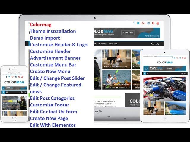 ColorMag Theme WordPress Free news magazine blog complete tutorial Customization Installation #Demo