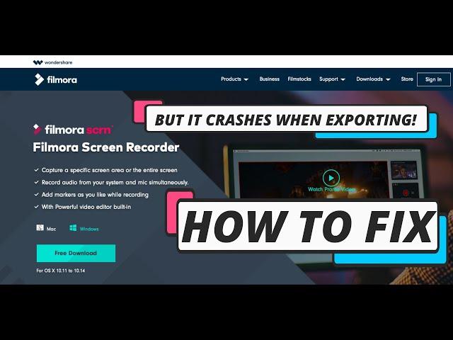 Fix Filmora Scrn Export Crash Issue | Works with MAC and PC