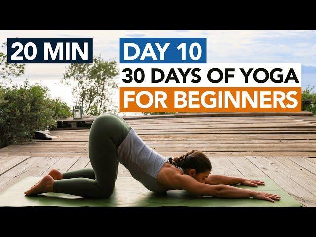 20 Min Full Body Beginner Yoga (Day 10) 30 Days of Yoga For Beginners