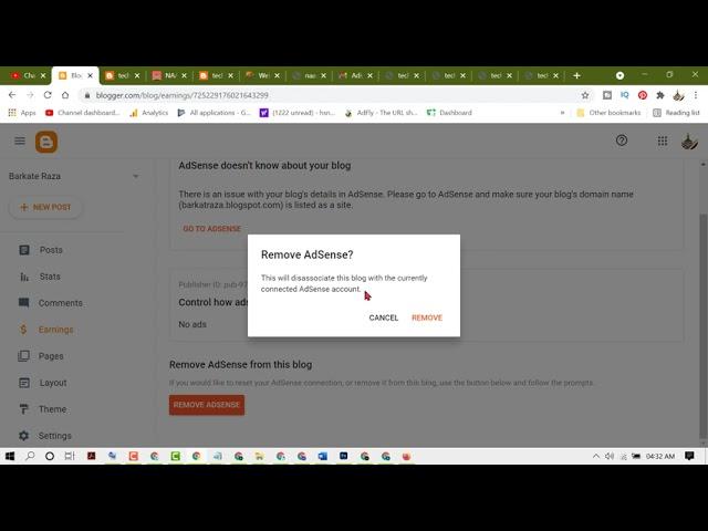 How to Remove AdSense account from Blogger