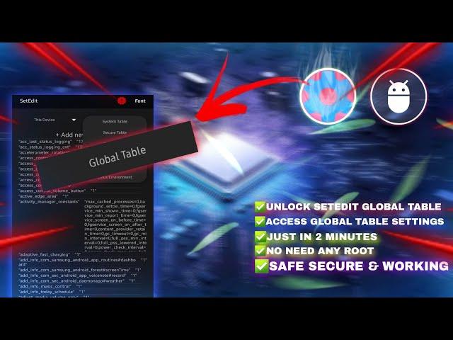 UNLOCK SETEDIT GLOBAL TABLE IN 2 MINUTES | SAFE SECURE AND WORKING | NO NEED ANY ROOT ACCESS  