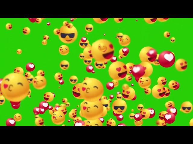 3D Emoji Crowd Funny Background - Green Screen Chroma Footage