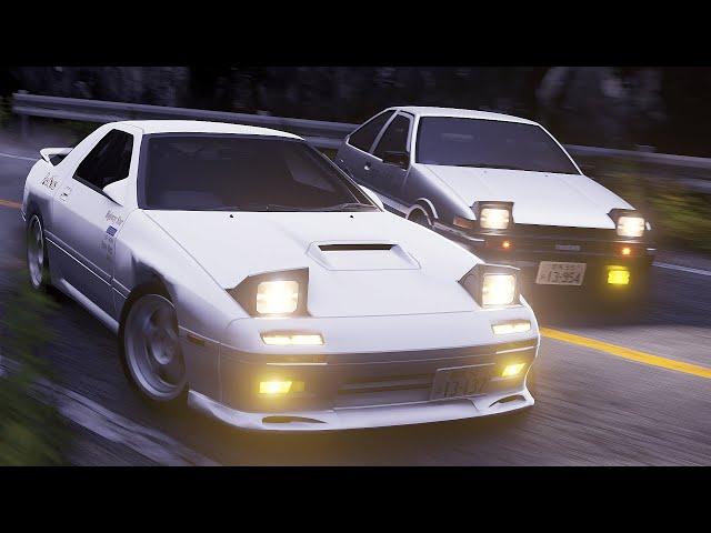 【頭文字Dリメイク】Initial D AE86 vs FC3S in Blender 【Initial D × Blender】