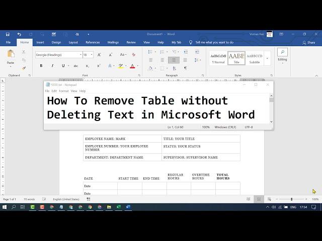 How To Remove Table without Deleting Text in Microsoft Word