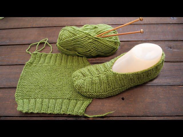 Следки для новичков спицами  Knitted slippers for beginners