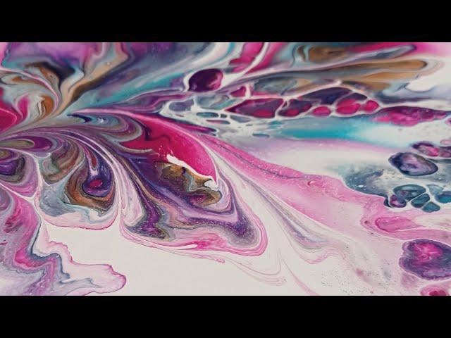 Magenta flowers | Acrylic pouring | Dutch pour practice | Fluid art