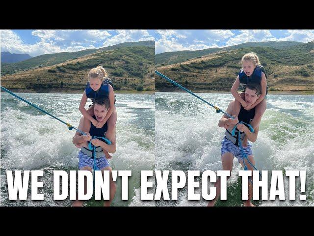 BROTHER AND SISTER PERFORM UNEXPECTED ACROBATIC STUNTS ON A SURF BOARD