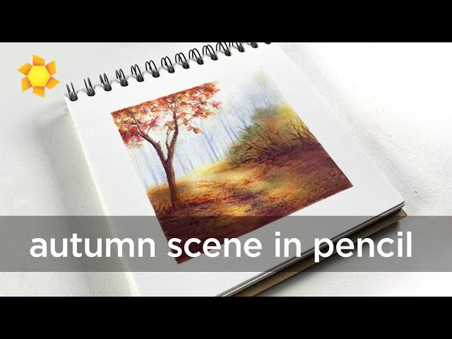 Drawing Beautiful Autumn Scene in Colored Pencil