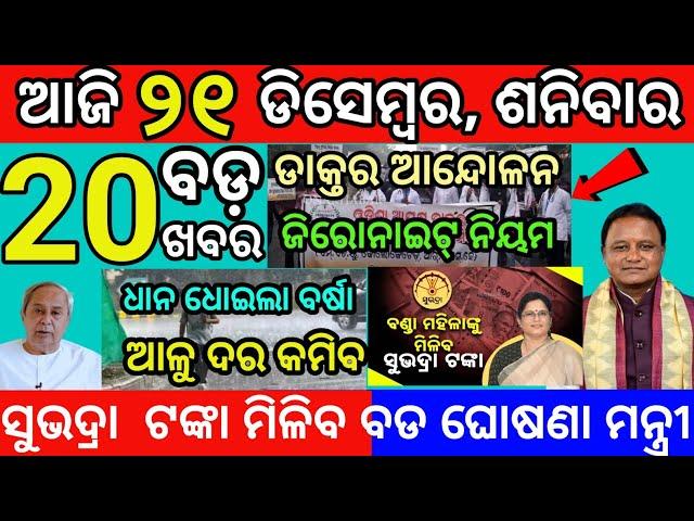 today morning News Odisha 21 December 2024 subhadra yojana latest news #odianews #subhadrayojana