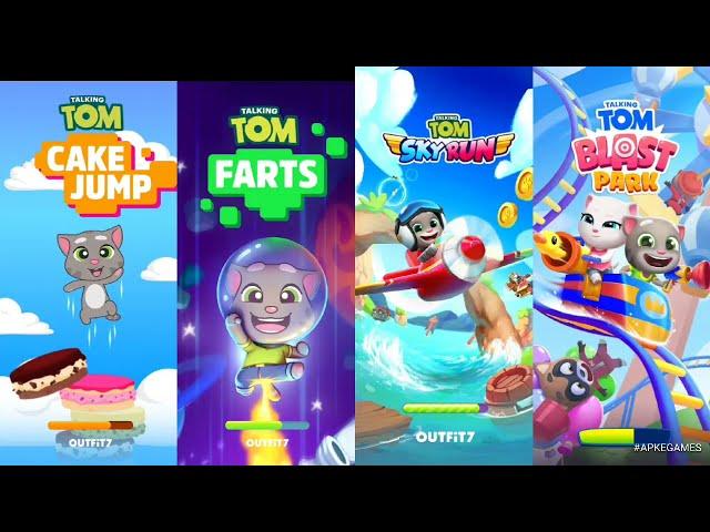 Talking Tom Blast Park vs Talking Tom Sky Run vs Talking Tom Farts vs Talking Tom Cake jump