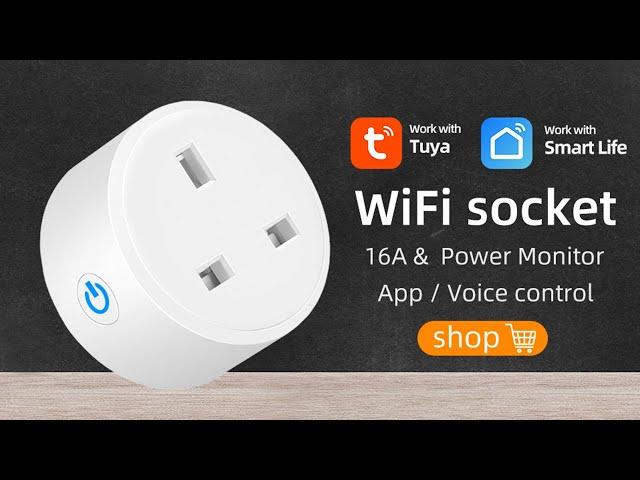 SMATRUL Tuya WiFi UK Smart Plug 16A 220V Wireless Remote Power Monitor  for Google Home Alexa