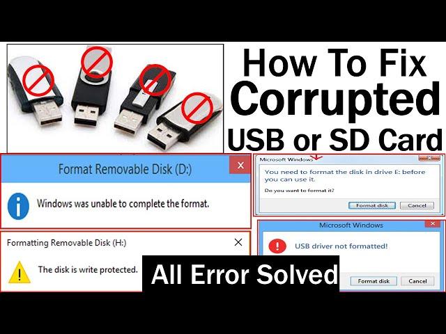 How To FIX/Repair A Corrupted USB Flash Drive or SD Card by cmd cammand | usb errors fix