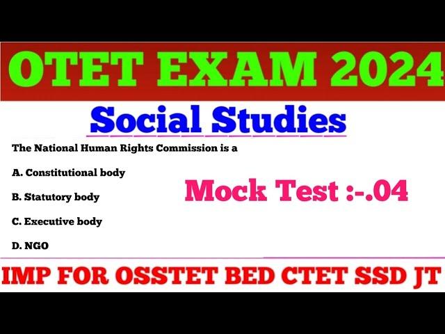 Target OTET Exam 2024 !! Social Studies MCQs !! OTET Previous Years SST MCQs !! SSD JT TGT BEd LTR