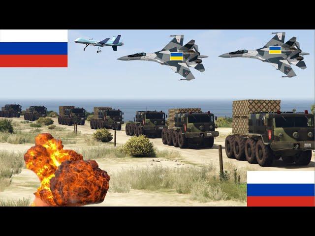Ukrainian Fighter Jets, Drones & War Helicopter Attack on Russian City Moscow & War Vehicles - GTA 5