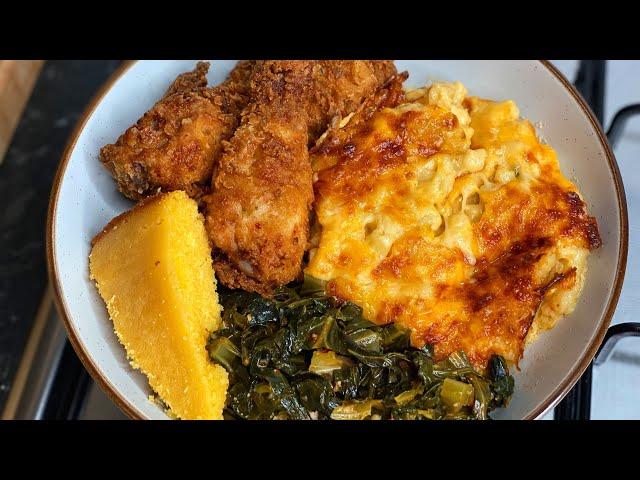 Let’s Cook with me | Crispy Fried Chicken | Mac and Cheese | Greens| Cornbread | TERRI-ANN’S KITCHEN