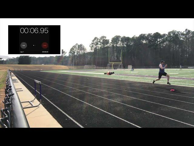 44 year old runs 11.1 100m dash - 3 point stance start