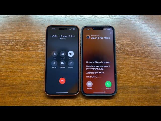 iPhone 14 PM iOS 16.5 Outgoing Call vs iPhone 13 PM iOS 17 Incoming Call, Dialer & Live Voicemail