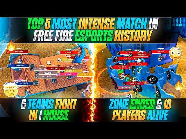 TOP 5 MOST INTENSE MATCH IN FREE FIRE ESPORTS HISTORY !! | BEST ESPORTS MATCH IN FREE FIRE