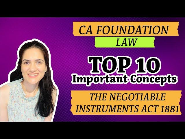 Negotiable Instruments Act 1881 | Important Concepts for exam