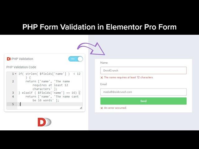 How to use PHP Form Validation in Elementor Pro Forms using Dynamic.ooo Plugin