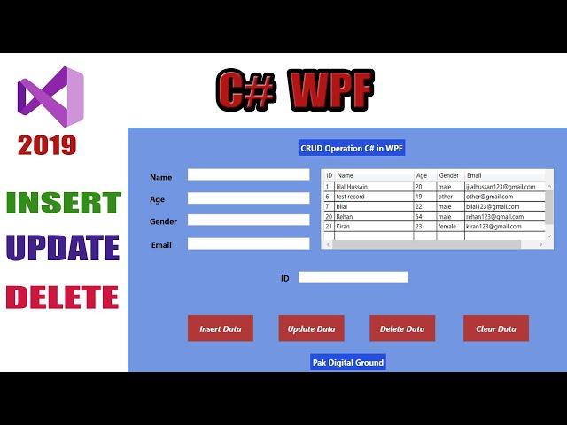 CRUD Operation in WPF C# (Insert, Delete, Update) with SQL Management Studio 2020 Urdu-Hindi #wpf