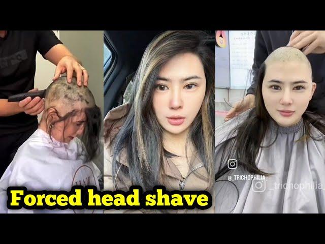 Crying Beautiful Girl Forced Head Shave 2024 || Forced Head Shave || Force Head Shave 2024 ||