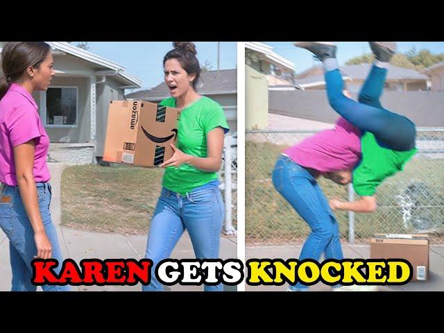 Racist Karens Gets KNOCKED OUT COLD After this.. | Moments Of Instant Karma Caught On Camera