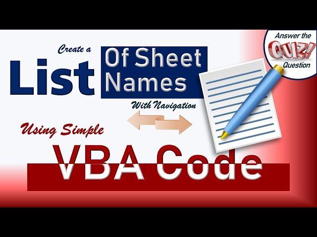 Simple VBA Code to create a List of All Sheet Names - With 2 ways Navigation