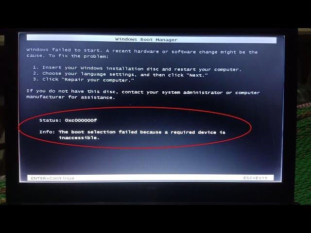 Cara mengatasi The boot selection failed because a required device is inaccessible di laptop