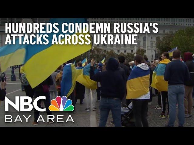 Hundreds Gather in SF Condemning Russia's New Wave of Attacks Across Ukraine