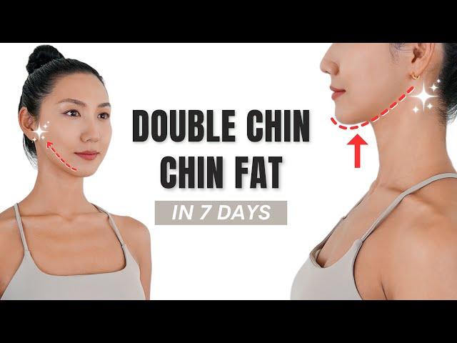 8 min DOUBLE CHIN REMOVAL CHALLENGE - Get Sharp Jawline, Face Lift, V-face, Glow-up