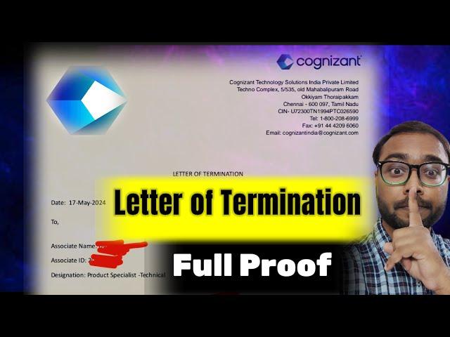 Letter of termination  Cognizant Forcing Employees to Resign  Bench Employees #tcs #cognizant #E1