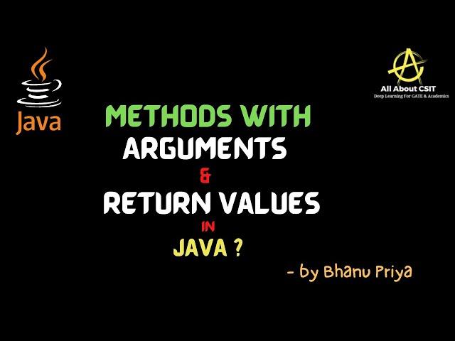 Methods with Arguments and with Return Values| lec 23 | Java Tutorials| BhanuPriya